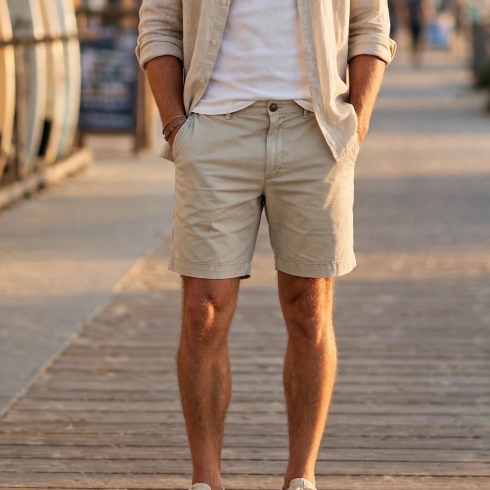 Faherty Brand All Day Shorts Khaki Tan Organic Cotton Tencel Size 36 Mens